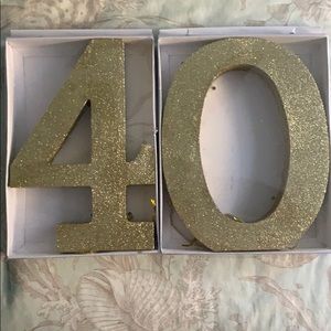 Standing Gold Glitter Numbers 4 0